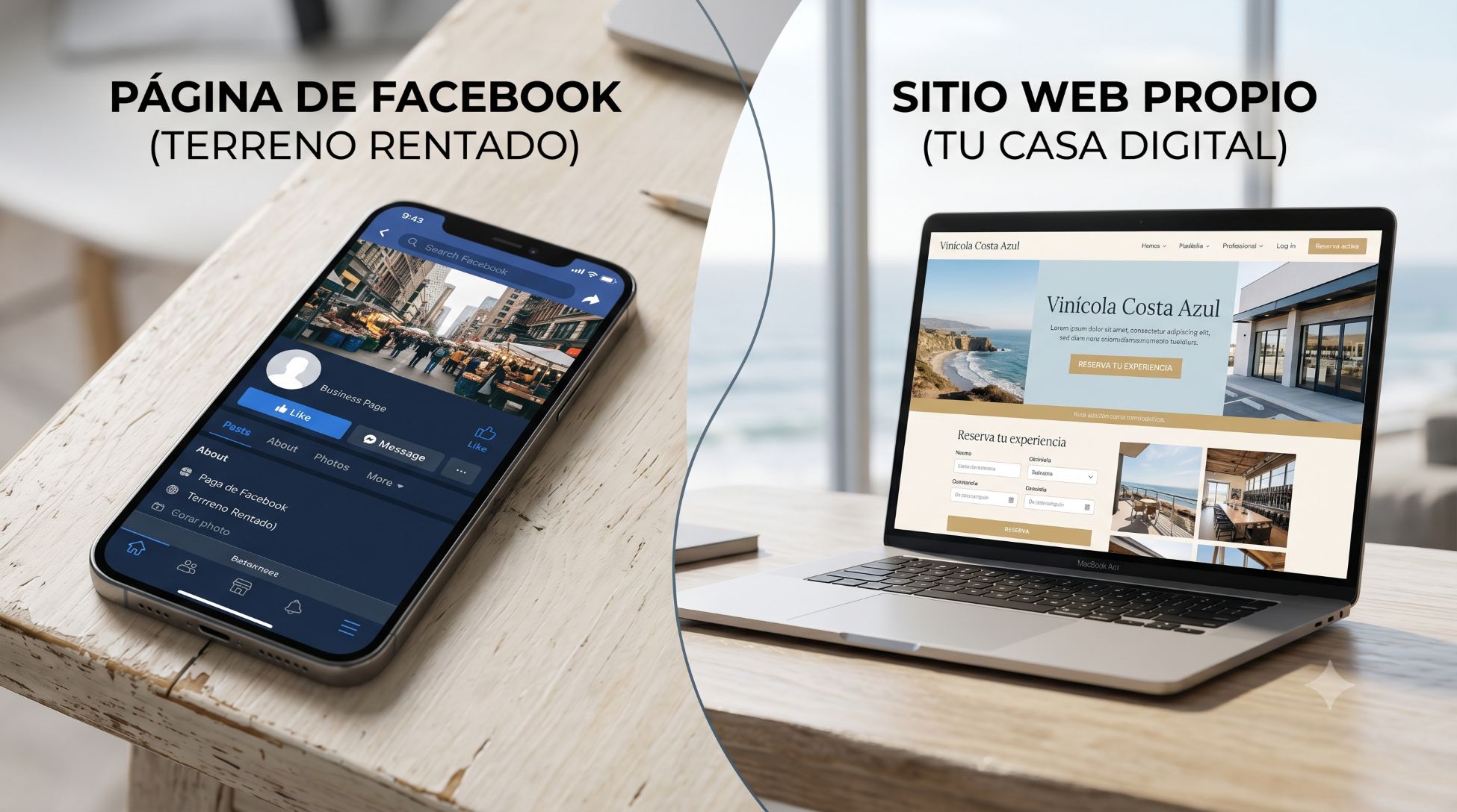 facebook vs sitio web